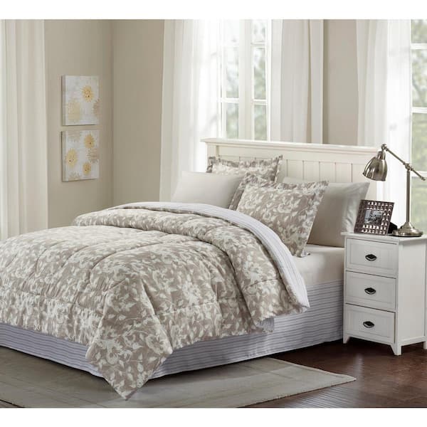 Brown & Grey Camille 6-Piece Taupe Twin Comforter Set