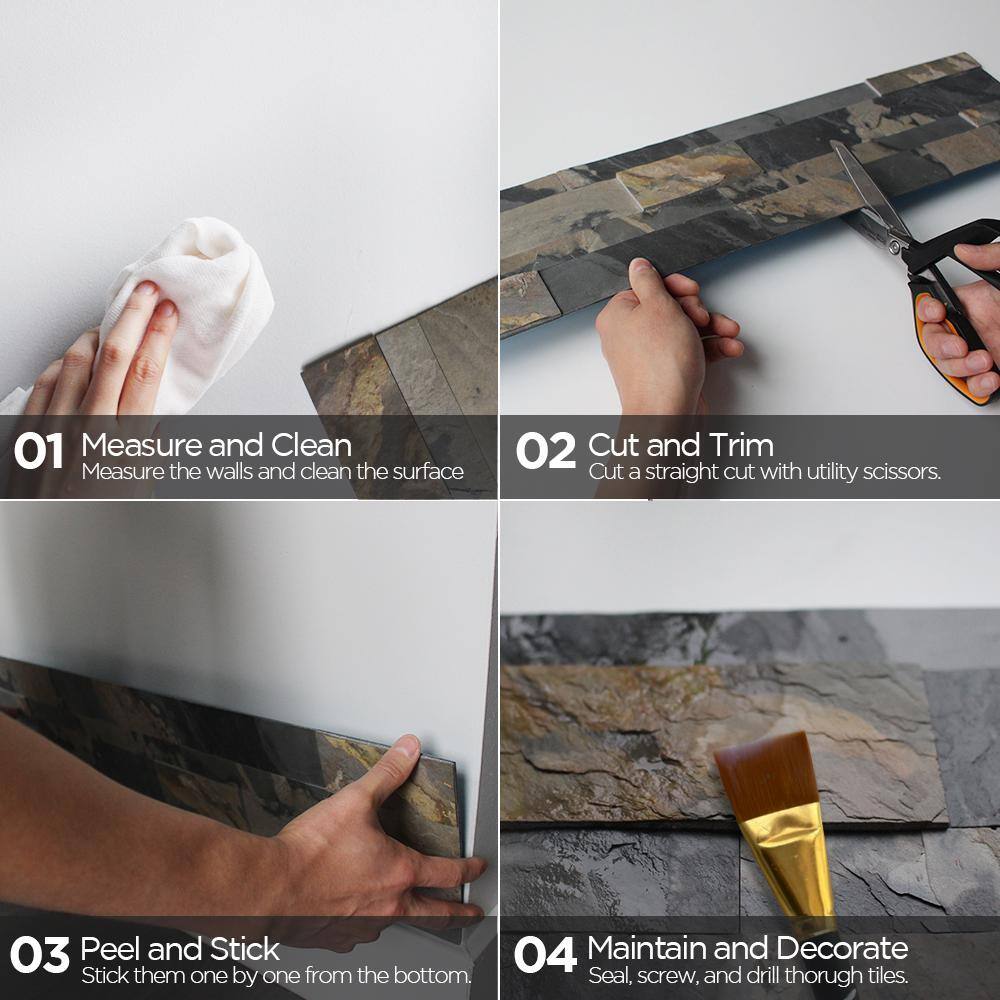 Rustic Gray Natural Stone Peel and Stick Mosaic Tile