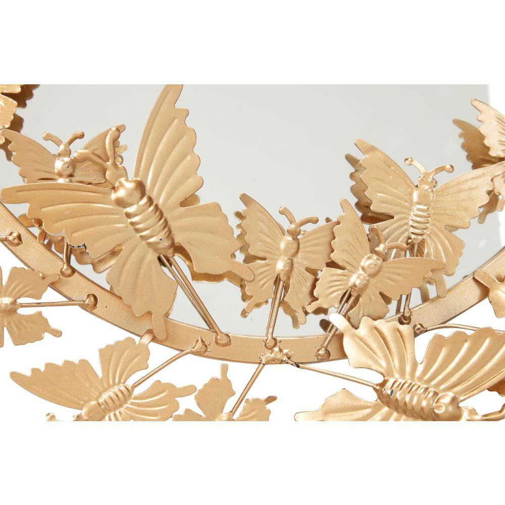 Gold Oval Wood Butterfly Wall Mirror, 19" x 33"