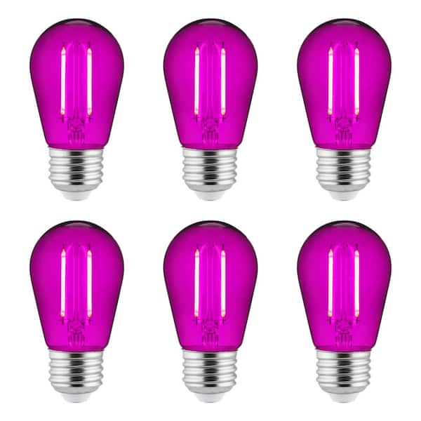 Sunlite 25-Watt Equivalent S14 Dimmable UL Listed E26 Base LED Decorative Bulbs, Purple (6 Pack)