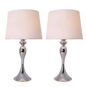 Mermaid 25 in. Chrome Indoor Table Lamp, Set of 2