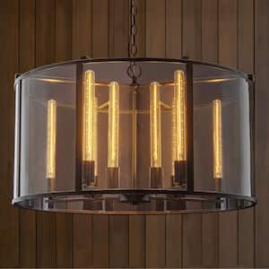 Emma 8-Light Black Dimmable Drum Chandelier