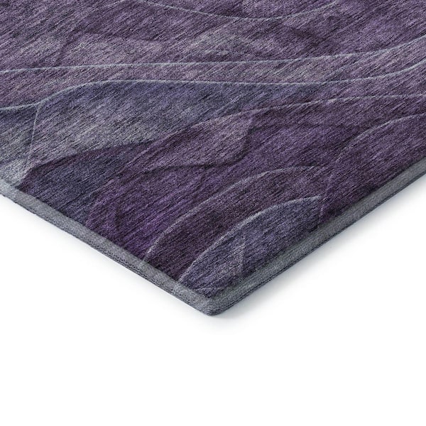 Mayfield Premium Machine Washable Abstract AMF1700 Purple 2 ft. 3 in. x 7 ft. 6 in. Runner Rug