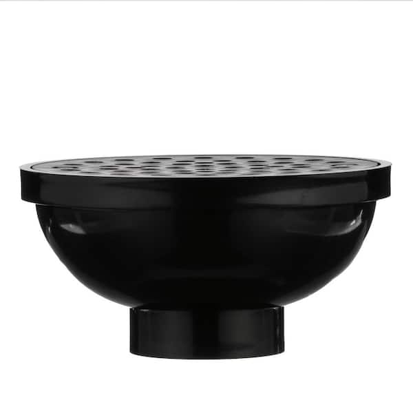 Oatey Round Black ABS Area Floor Drain with 4 in. Round Screw-In