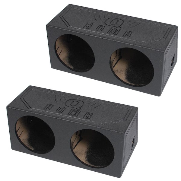 Q POWER Dual 12 in. Sealed Port Subwoofer Sub Box with Bedliner Spray (2-Pack)