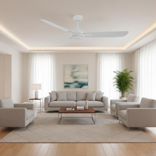 Rudolph 52 in. Indoor Flat White Ceiling Fan with Wall Control
