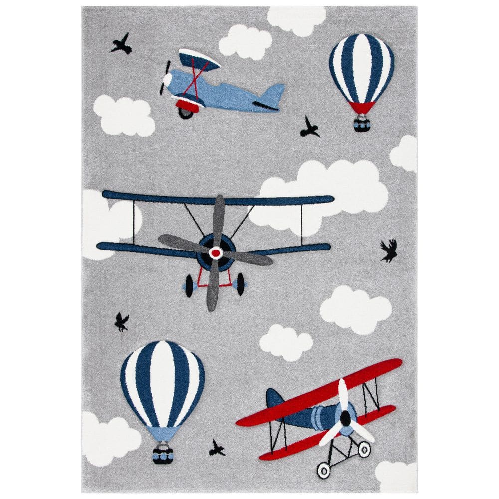 Carousel Kids 5 ft. x 8 ft. Light Gray/Red Helicopter Area Rug price history on PriceWatchPro
