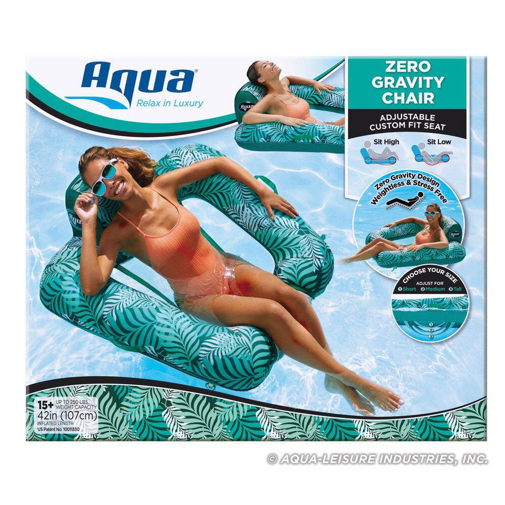 Teal Fern Leaf Inflatable Zero Gravity Pool Lounger