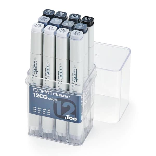 Copic Marker - 12 Cool Gray Set