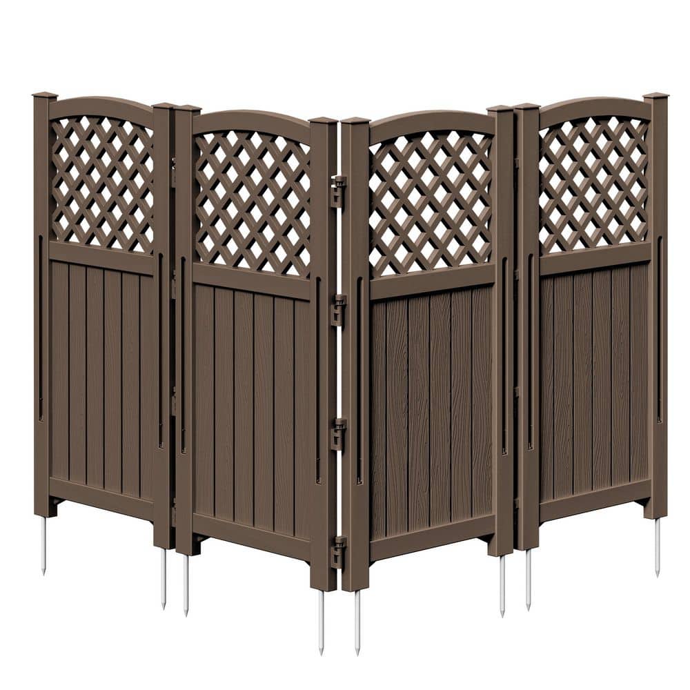 "21.8""W x 43.5"" H Brown Plastic Privacy Screen, 4-Panel Fence for Patio, Poolside to Hide Trash Cans" price history on PriceWatchPro