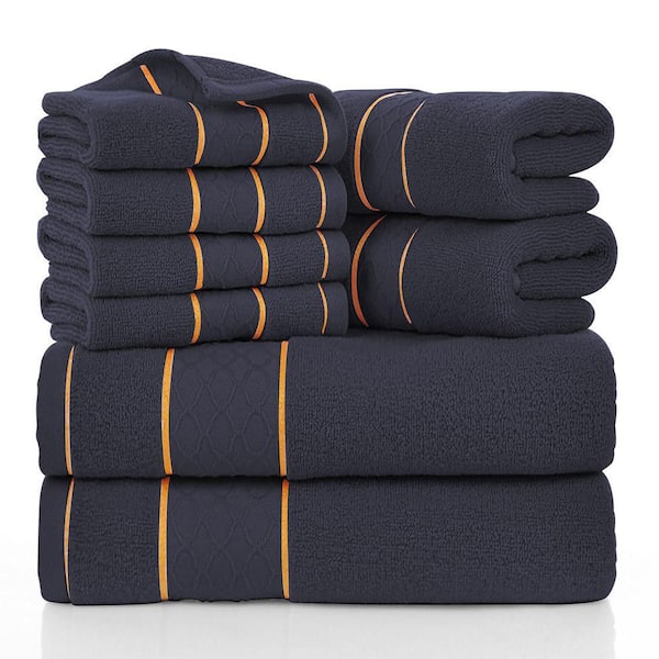 8-Piece Dark Grey Cotton Bath Towel Set, Hotel Quality Bathroom Towels Set