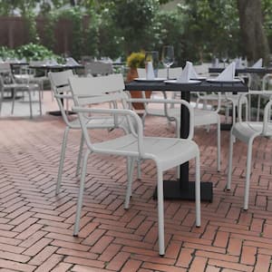 Silver Steel Outdoor Dining Chair in Silver (Set of 2)