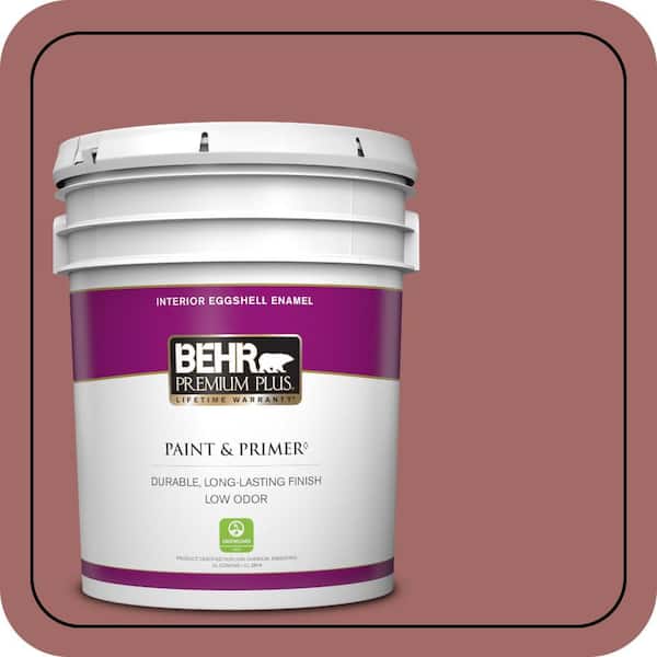BEHR PREMIUM PLUS 5 gal. #S150-5 Vermilion Eggshell Enamel Low Odor Interior Paint & Primer