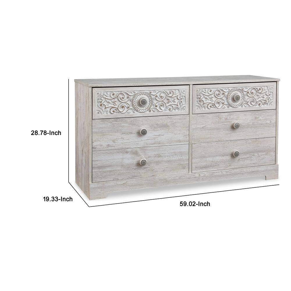 White Mirrored Horizontal Dresser with Felt Lined Drawer