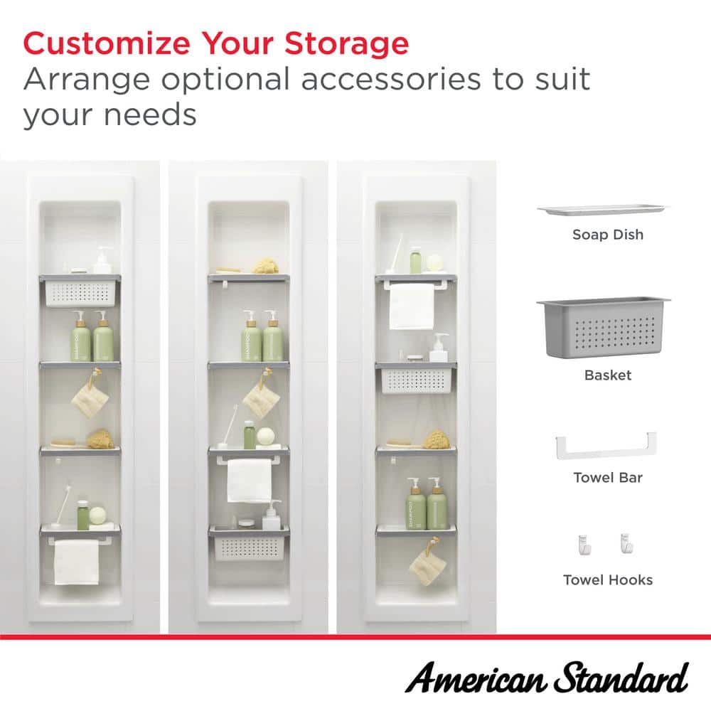 White Wall Mounted Shower Basket with Shelves
