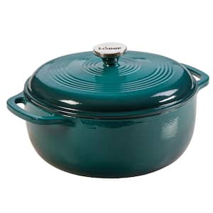 Enamelware 6 qt. Round Cast Iron Dutch Oven in Lagoon Blue with Lid