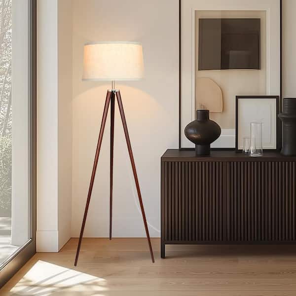 Brightech Emma 61 in. Walnut Brown Mid-Century Modern 1-Light LED