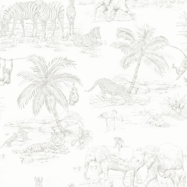 Chesapeake Silver Boheme Animals Matte Paper Non-Pasted Wallpaper Roll