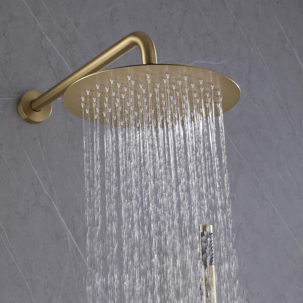 Brushed Gold Stainless Steel Rain Shower Faucet with Handheld Combo