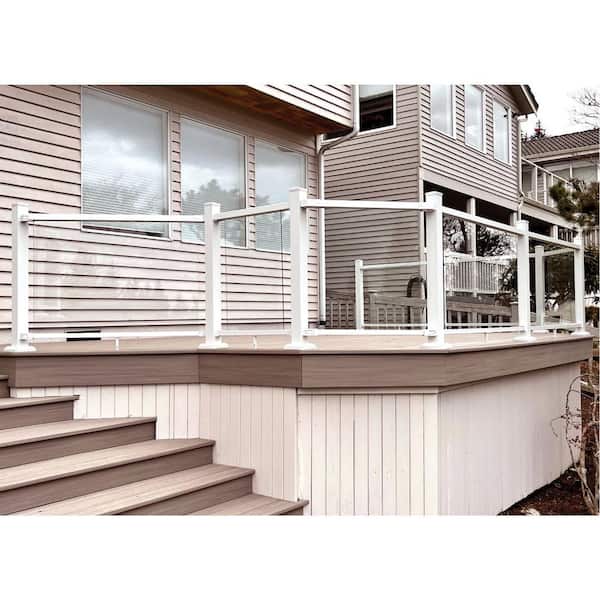Al13 Home Pure View Rail 6 ft. W x 1.25 in. H. Matte White Aluminum Level Panel for Glass Insert (Pair)