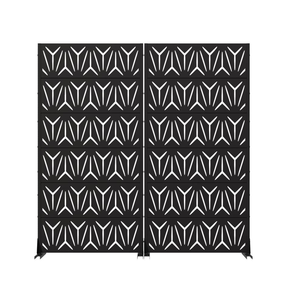 72 in. H x 35.5 in. W Outdoor Black Galvanized Steel Decorative Garden Fence Privacy Screen (2-Pack) price history on PriceWatchPro