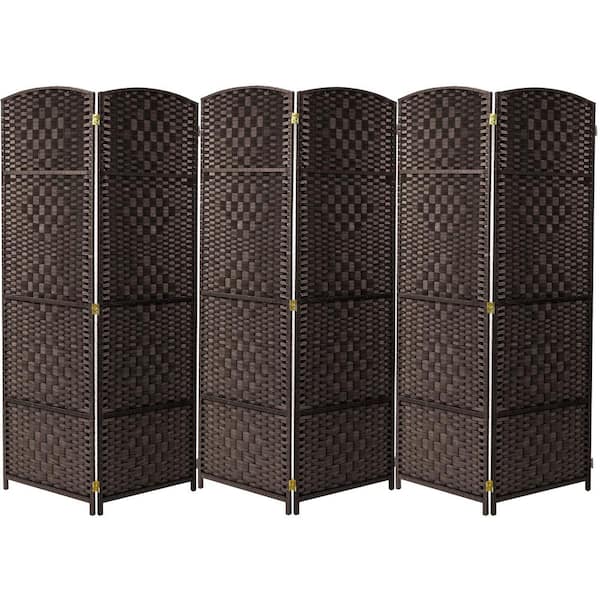 6-Panel Room Divider 6 ft. Tall, Double Hinged Privacy Screen Panels, Partition Room Dividers, Espresso Solid
