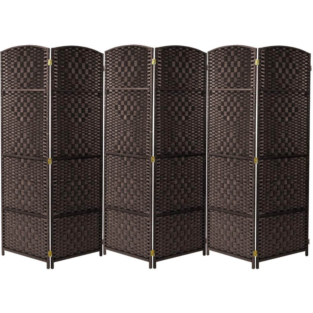 6-Panel Room Divider 6 ft. Tall, Double Hinged Privacy Screen Panels, Parti