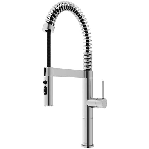 VIGO Edison Pro 20 in. Single Handle Pull Down Sprayer Kitchen Faucet in Stainless Steel