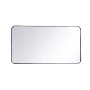 Timeless Home 40 in. H x 22 in. W Silver Modern Soft Corner Rectangular Wall Mirror