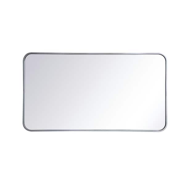 Unbranded Timeless Home 40 in. H x 22 in. W Silver Modern Soft Corner Rectangular Wall Mirror