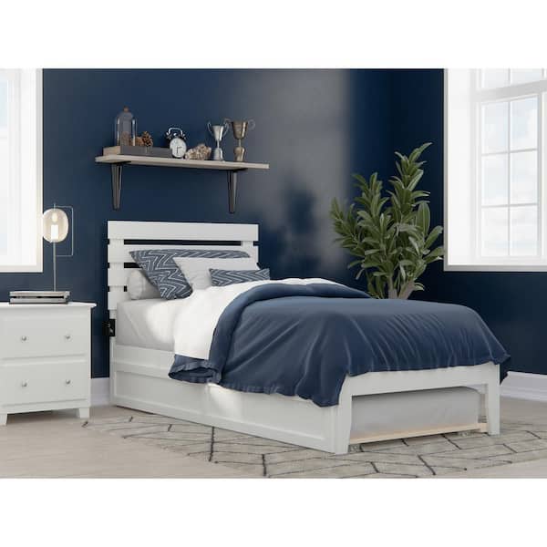 AFI Oxford in White Twin Extra Long Bed with USB Turbo Charger and Twin Extra Long Trundle
