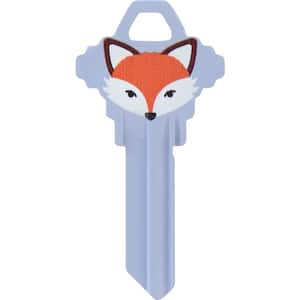 Schlage Brass House and Entry Key Blank Fox Design