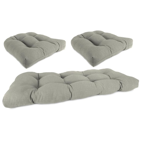 Jordan Manufacturing 44 in. L x 18 in. W x 4 in. T McHusk Stone Outdoor Rectangular Wicker Cushion Set with 1 Bench and 2 Seat Cushions
