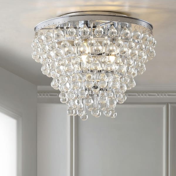 Toronto 16 in. Metal/Crystal LED Chrome Flush Mount