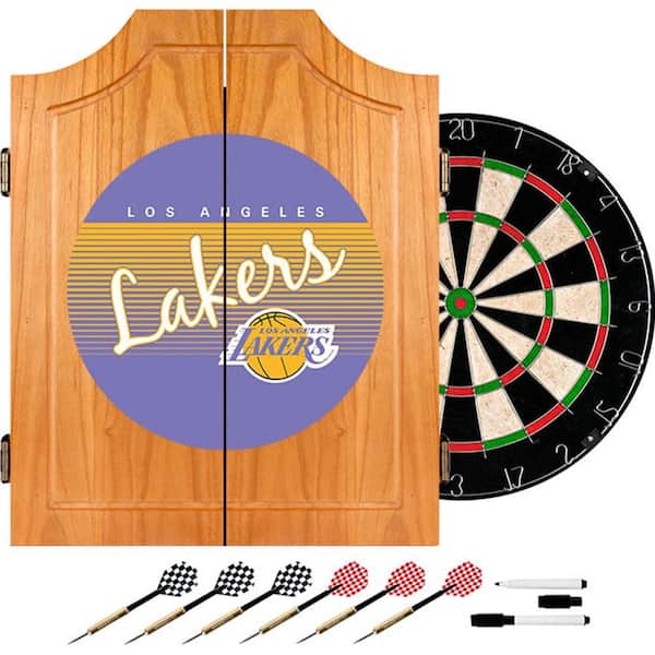 Trademark 20.5 in. Los Angeles Lakers Hardwood Classics NBA Wood Dart Cabinet Set