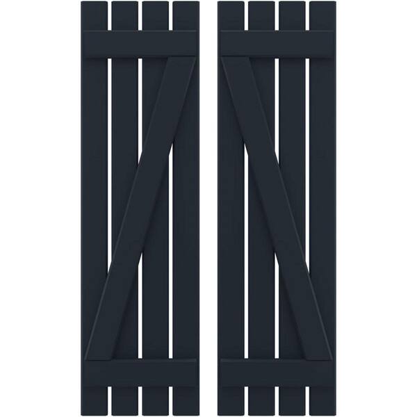 Ekena Millwork 15-1/2 in. W x 73 in. H Americraft 4 Board Real Wood Spaced Board and Batten Shutters with Z-Bar Starless Night Blue