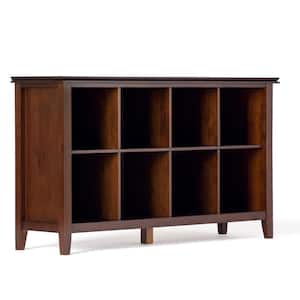 Artisan Solid Wood 57 in. Wide Transitional 8 Cube Storage Sofa Table in Russet Brown