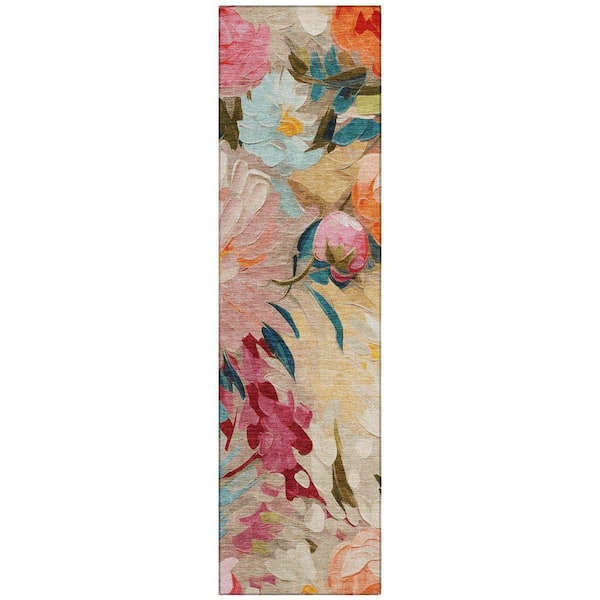Chantille Machine Washable Indoor/Outdoor Abstract ACN2264 Putty 2 ft. 3 in. x 7 ft. 6 in. Runner Rug