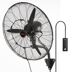 Wall-Mount Misting Fan 24 in. 3-speed High Velocity Max. 7000 CFM Waterproof Oscillating Industrial Wall Fan