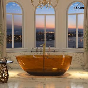 67 in. x 33 in. Freestanding Soaking Resin Bathtub with Center Drain in Transparent Coffee