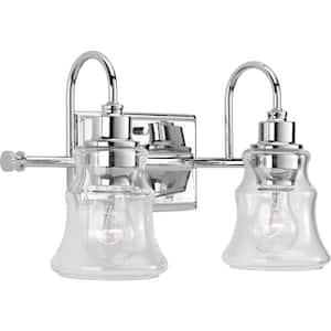 Litchfield Collection 2-Light Polished Chrome Clear Glass Coastal Bath Vanity Light