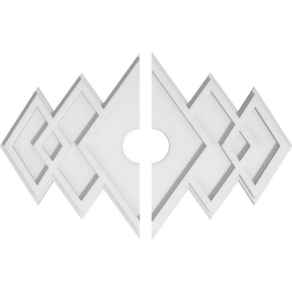 Ekena Millwork 24 in. W x 16 in. H x 3 in. ID x 1 in. P Zoe Architectural Grade PVC Contemporary Ceiling Medallion (2-Piece)