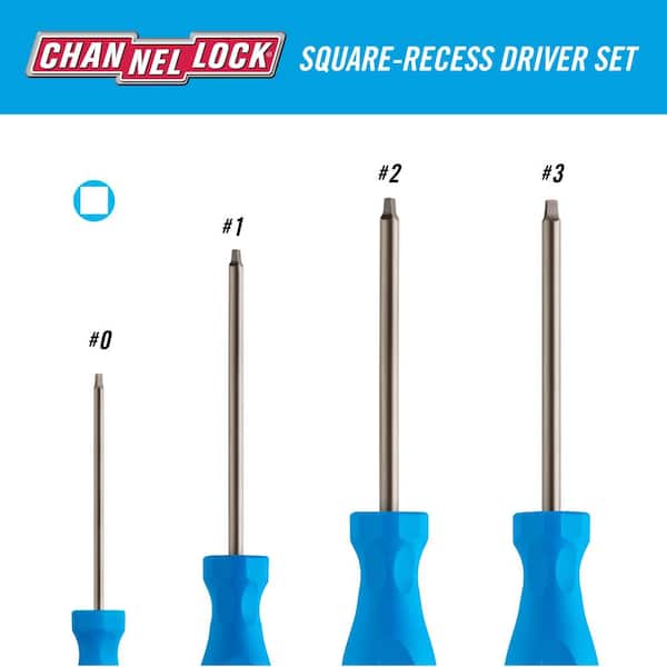 Square-Recess Screwdriver Set (4-Piece)