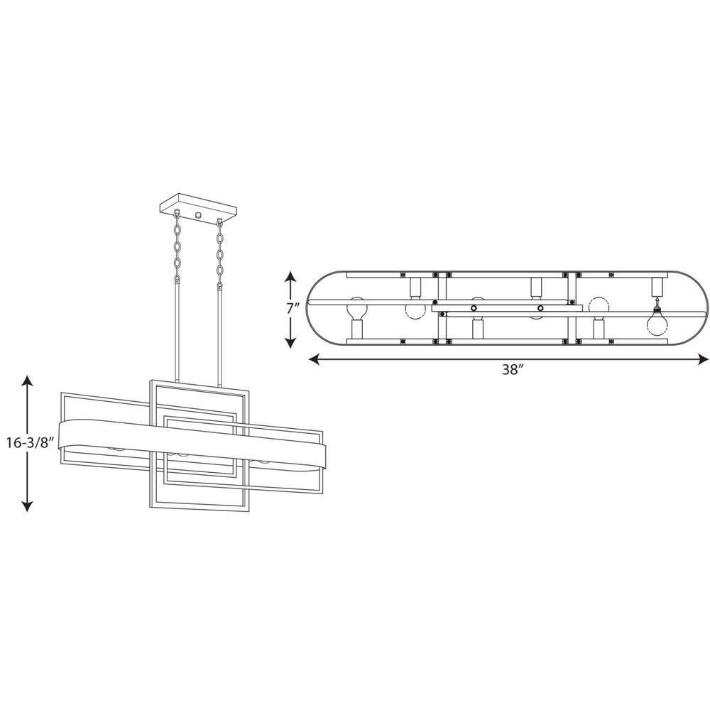 Adagio 38" Black Steel Linear Chandelier with Geometric Accents