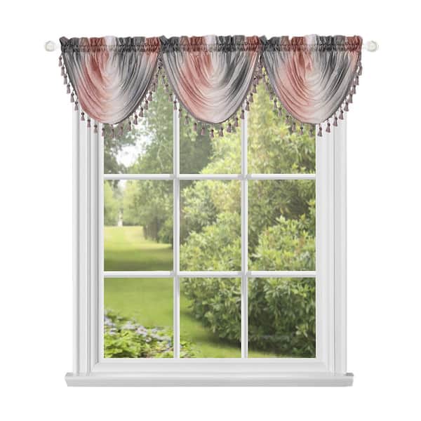 Ombre 42 in. L Polyester Window Curtain Waterfall Valance in Blush