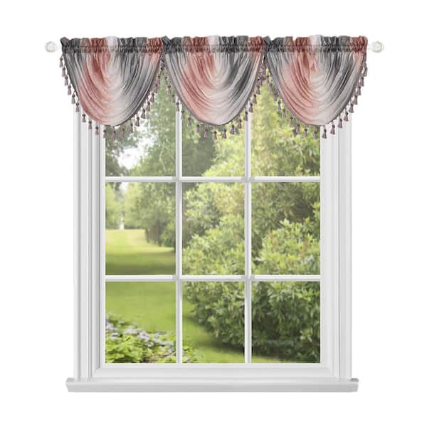 Achim Ombre 42 In L Polyester Window, Waterfall Valance Curtain Set