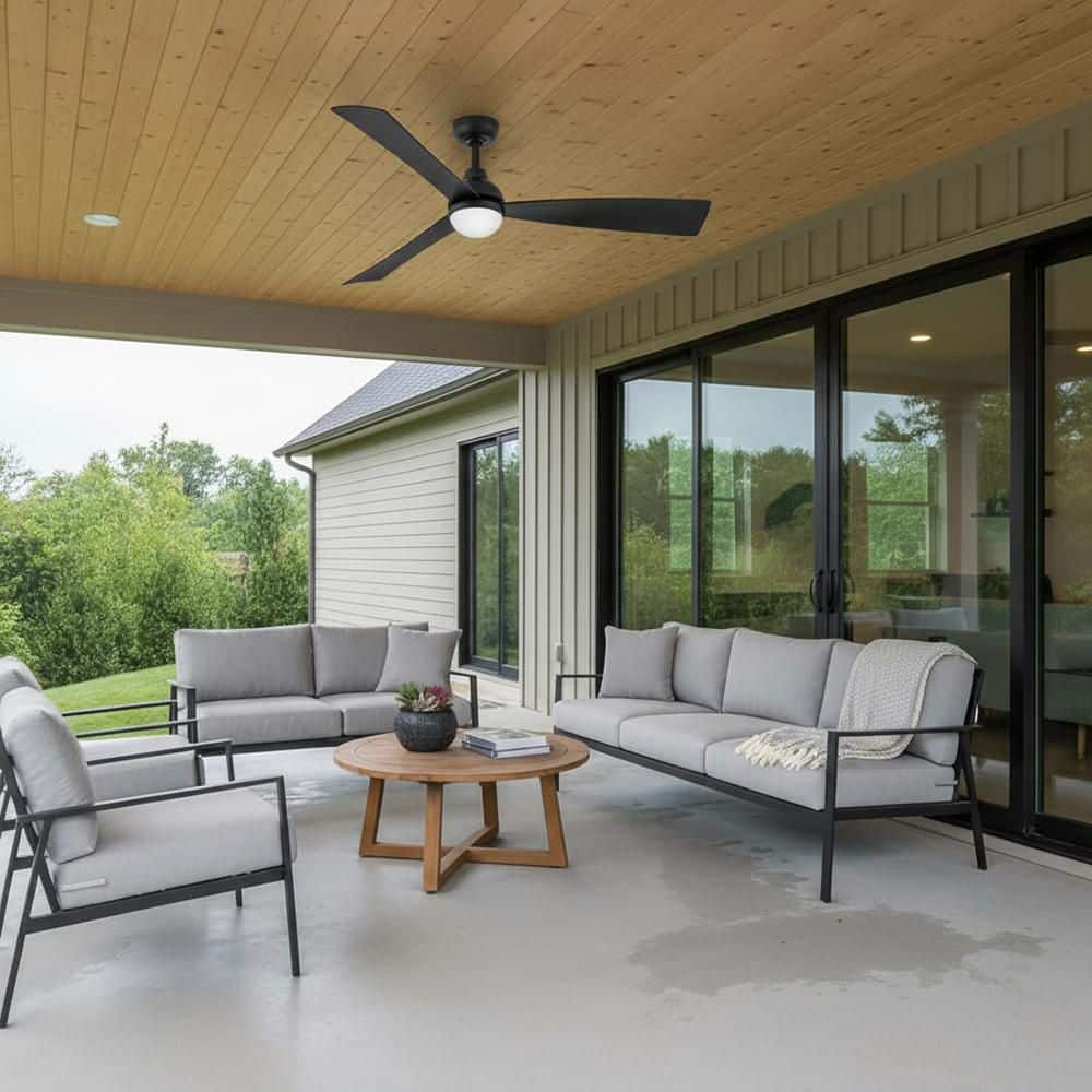 UNA 56.0 in. Integrated LED Indoor/Outdoor Matte Black Ceiling Fan with Remote Control price history on PriceWatchPro