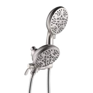 5-Spray Patterns 5 in. Wall Mount Dual Shower Head 2-in-1 Combo with 2.5 GPM and Handheld Shower Head in Brushed Nickle