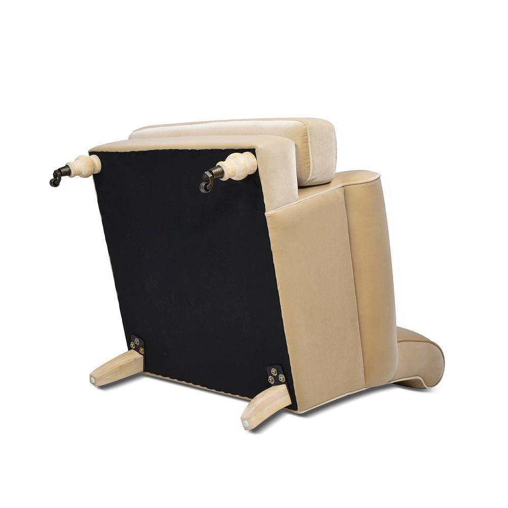 Fawn Brown Velvet Handcrafted Accent Chair with Wood Frame