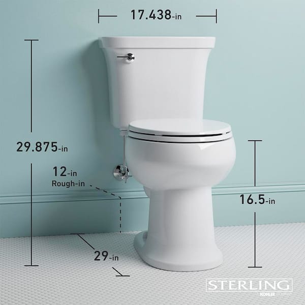 New Lower Price; Sterling Stinson White WaterSense Elongated Chair Height 2-piece Toilet 12-in Rough-In Size